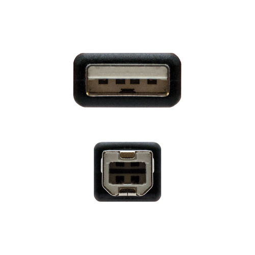 Cable Usb Nano Cable Usb2.0 A/M - Usb2.0 B/M 1.0m Negro | Quonty.com | 10.01.0102-BK