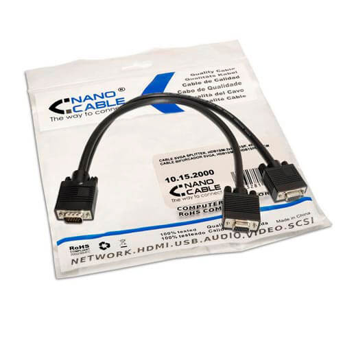 Cable Bifurcador Svga Nano Cable Hdb15/M - 2hdb15/H | Quonty.com | 10.15.2000