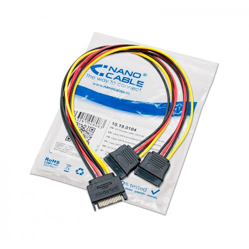 Cable Molex/Sata Alimentacion Nano Cable Molex/M - 2xsata/H | Quonty.com | 10.19.0104