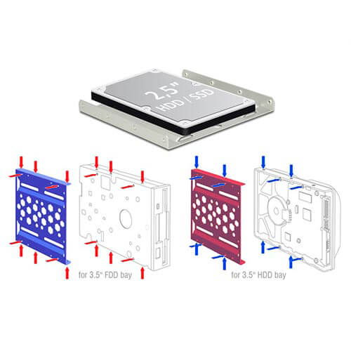 Adaptador Ssd/Hdd Delock De 2.5&Quot; A 3.5&Quot; Rojo | Quonty.com | 21290