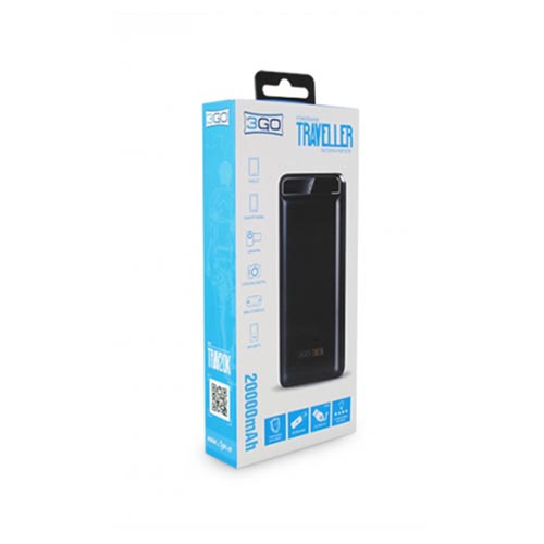 Powerbank/Bateria Externa 3go Traveller 20000mah Negro | Quonty.com | TRAV20K