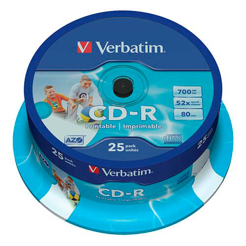 Cd-R Verbatim 700mb 52x Azo Printable Full Id Brand 25unds | Quonty.com | 43439