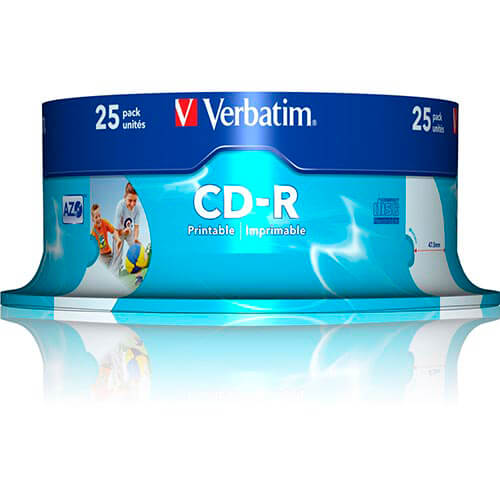 Cd-R Verbatim 700mb 52x Azo Printable Full Id Brand 25unds | Quonty.com | 43439