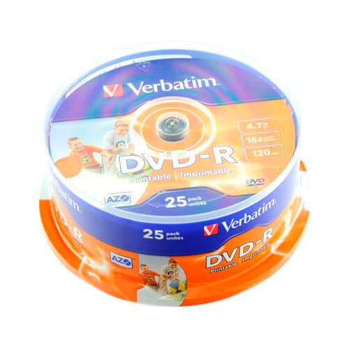 Dvd-R Verbatim 4.7gb 120min 16x Printables 25unds | Quonty.com | 43538