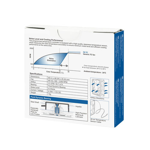 Ventilador 8cm Arctic F8 Tc 1und | Quonty.com | AFACO-080T0-GBA01