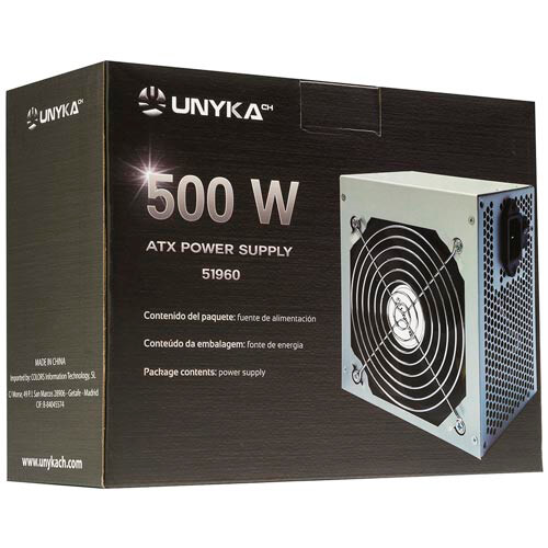 Fuente Unyka 500w 2sata 12cm Atx | Quonty.com | 51960