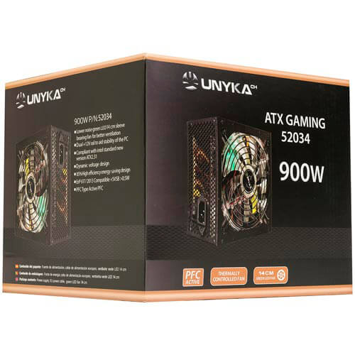 Fuente Unyka 900w Pfc-Activo 14cm Atx | Quonty.com | 52034