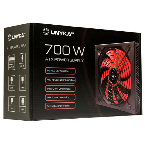 Fuente Unyka 700w Pfc-Pasivo 14cm Atx | Quonty.com | 52036