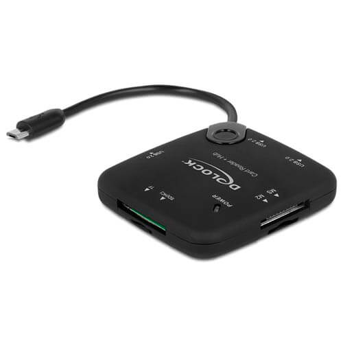 Lector Delock Externo Microusb Otg +Hub 3ptos | Quonty.com | 65529