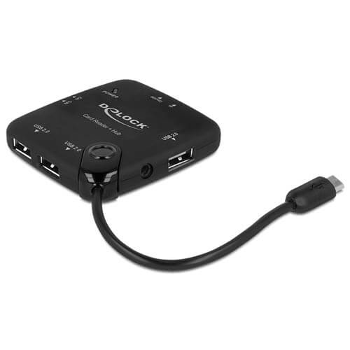 Lector Delock Externo Microusb Otg +Hub 3ptos | Quonty.com | 65529