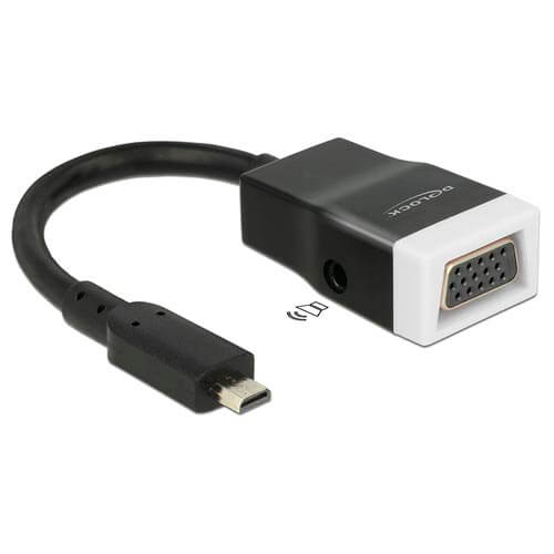 Adaptador Delock Micro Hdmi D/M - Vga Hdb15/H +Audio | Quonty.com | 65589