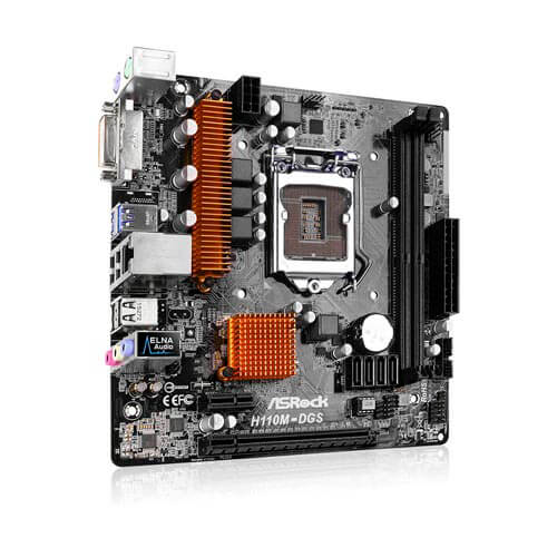 Placa Asrock H110m-Dgs Intel1151 Ddr4 Pcie3.0 Sata3 Usb3.0 | Quonty.com | 90-MXB0S0-A0UAYZ