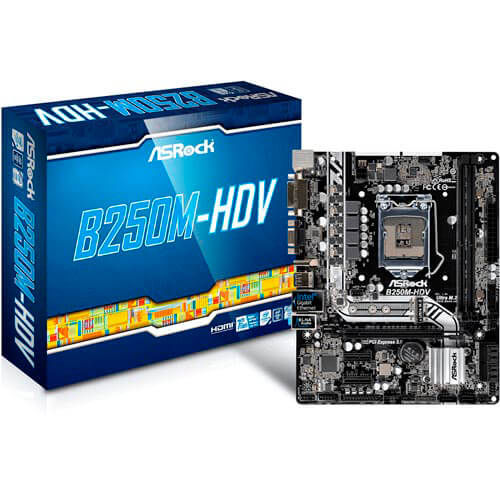 Placa Asrock B250m-Hdv Intel1151 Ddr4 Hdmi Pcie3.0 Sata3 | Quonty.com | 90-MXB3J0-A0UAYZ