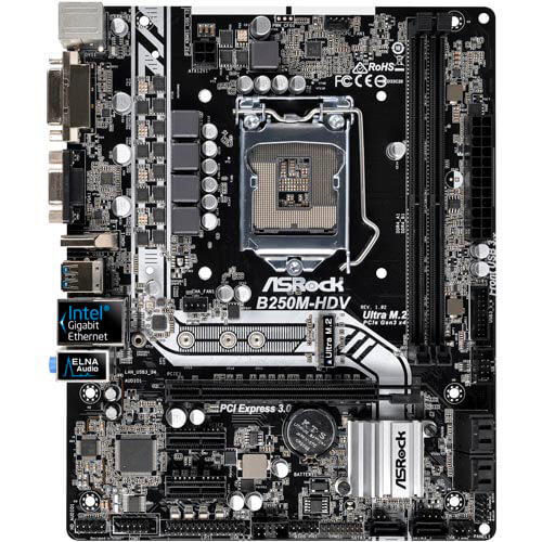 Placa Asrock B250m-Hdv Intel1151 Ddr4 Hdmi Pcie3.0 Sata3 | Quonty.com | 90-MXB3J0-A0UAYZ