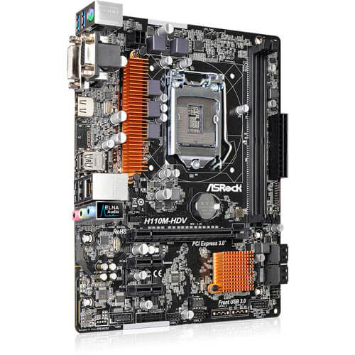 Placa Asrock H110m-Hdv Intel1151 Ddr4 Hdmi Pcie3.0 Sata3 | Quonty.com | 90-MXGZU0-A0UAYZ