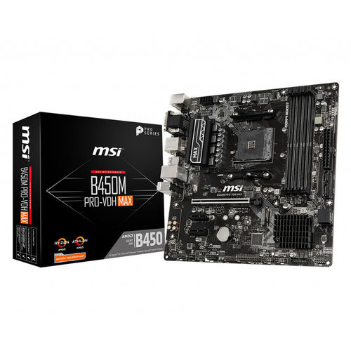 Placa Msi B450m Pro-Vdh Max Amd Am4 Ddr4 Hdmi Pcie3.0 M.2 Sata3 Usb3.2 Matx | Quonty.com | 911-7A38-043