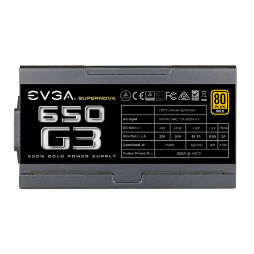 Fuente Alimentacion Evga Supernova 650 G3, 80 Plus Gold 650w | Quonty.com | 220-G3-0650-Y2