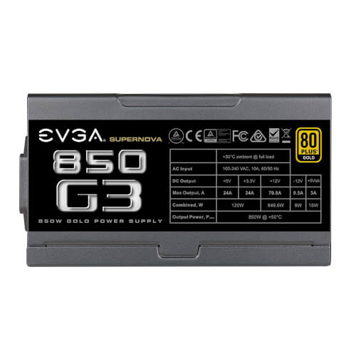Fuente Alimentacion Evga Supernova 850 G3, 80 Plus Gold 850w | Quonty.com | 220-G3-0850-X2