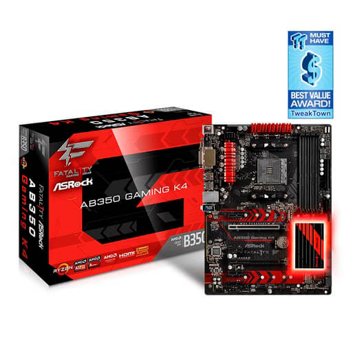 Placa Asrock Fatal1ty Ab350 Gaming K4 Amd4 Ddr4 Atx | Quonty.com | 90-MXB530-A0UAYZ