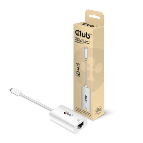 Adaptador Red Club 3d Usb-C/M A Rj45 Gigabite Ethernet H Blanco | Quonty.com | CAC-1519