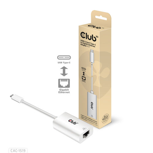 Adaptador Red Club 3d Usb-C/M A Rj45 Gigabite Ethernet H Blanco | Quonty.com | CAC-1519