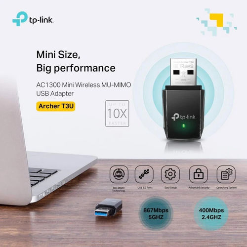 Adaptador Red Tp-Link Archer T3u Usb3.0 Wifi-Ac/867mbps Omnidireccional | Quonty.com | ARCHER T3U
