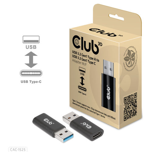 Adaptdor Usb Club 3d Usb-A/M 3.2 A Usb-C/H 3.2 | Quonty.com | CAC-1525