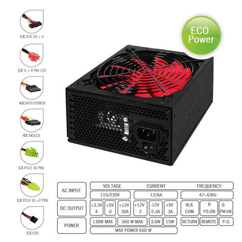 Fuente Approx 650w Pfc-Pasivo 14cm Atx | Quonty.com | APP650PS