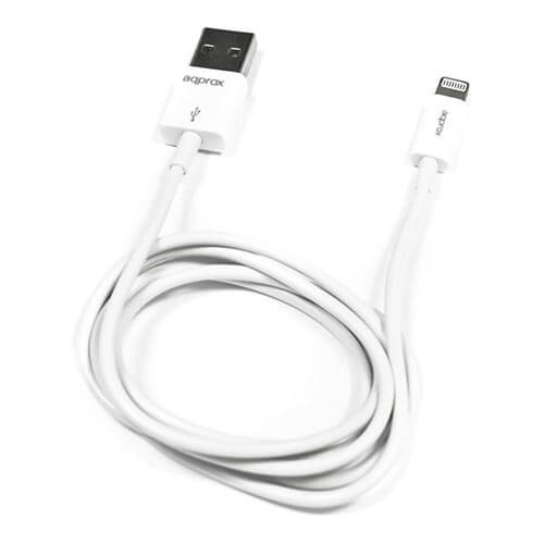 Cable Usb Approx Usb2.0 A/M - Lightning 1m Blanco | Quonty.com | APPC03V2