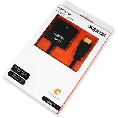 Adaptador Approx Hdmi A/M - Vga Hdb15/H C/Audio | Quonty.com | APPC17