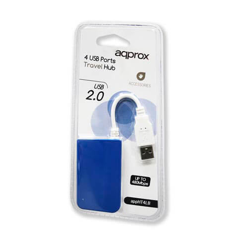 Hub Approx 4 Puertos Usb2.0 Azul | Quonty.com | APPHT4LB