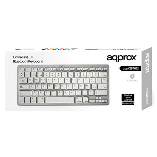 Teclado Approx Appkbbt02s Bluetooth Pc/Ipad/Iphone Silver | Quonty.com | APPKBBT02S