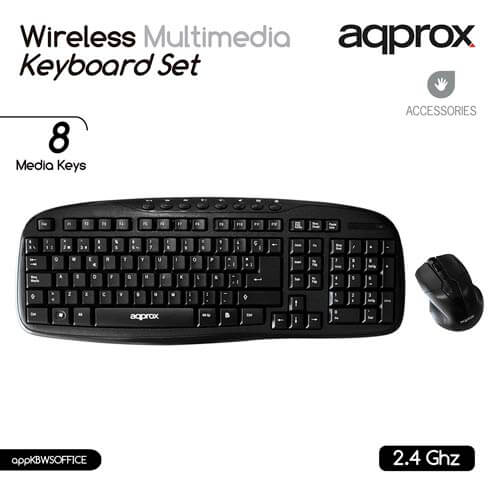 Combo Teclado/Raton Approx Appkbwsoffice Inalambrico Negro | Quonty.com | APPKBWSOFFICE