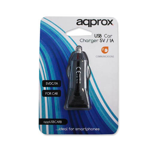 Cargador Coche Approx 1usb 5v 1a Negro | Quonty.com | APPUSBCARB