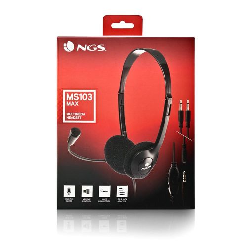 Auriculares C/Microfono Ngs Ms103max Jack 3.5mm Negro | Quonty.com | MS103MAX