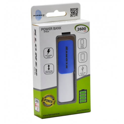 Powerbank/Bateria Externa Kl-Tech Kpb27 2600 Azul | Quonty.com | KPB27