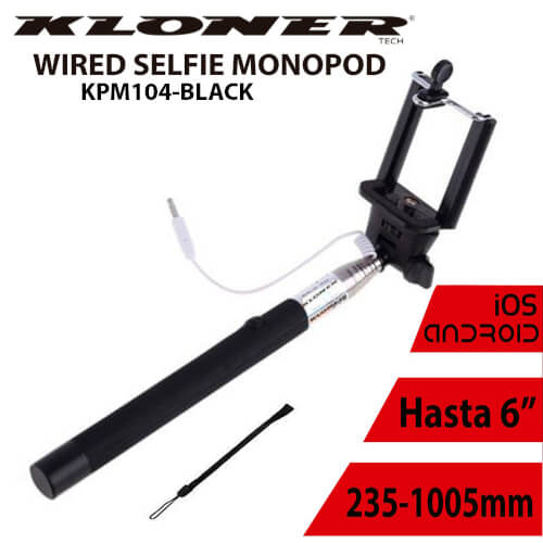 Palo Selfie Kl-Tech Con Pulsador Negro | Quonty.com | KMP104BLACK