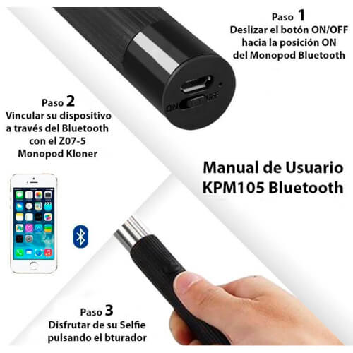 Palo Selfie Kl-Tech Bluetooth Azul | Quonty.com | KMP105BLUE