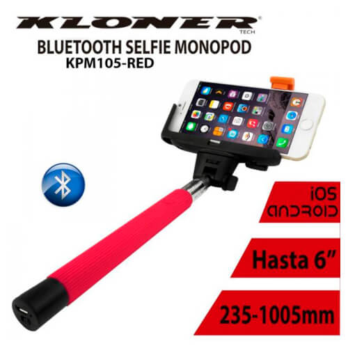 Palo Selfie Kl-Tech Bluetooth Rojo | Quonty.com | KMP105RED
