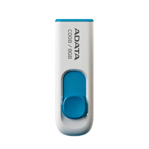 Pendrive 8gb Usb2.0 Adata Ac008 Blanco/Azul | Quonty.com | AC008-8G-RWE