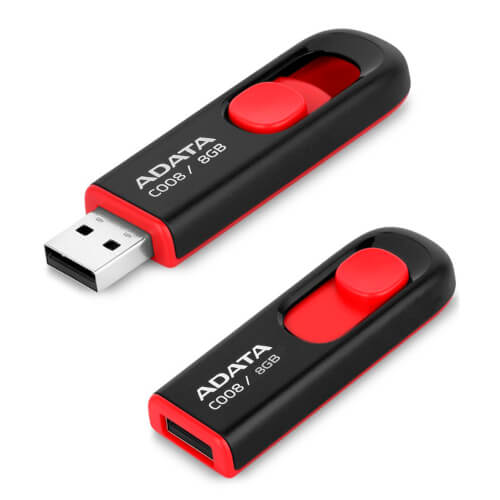 Pendrive 8gb Usb2.0 Adata Ac008 Negro/Rojo | Quonty.com | AC008-8G-RKD