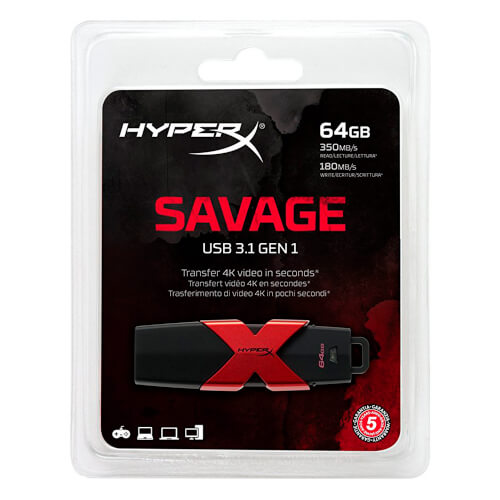 Pendrive 64gb Usb 3.0/3.1 Kingston Hyperx Savage | Quonty.com | HXS3/64GB