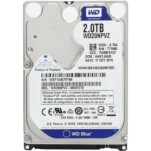 Disco Duro 2.5 2tb Sata3 Wd 8mb Mobile Blue | Quonty.com | WD20NPVZ