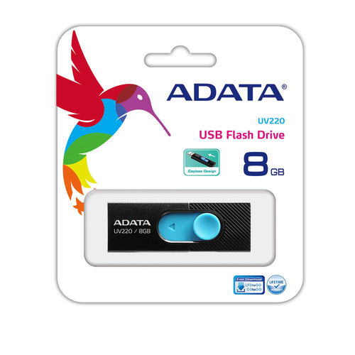 Pendrive Adata Uv220 8gb Usb2.0 Negro / Azul | Quonty.com | AUV220-8G-RBKBL