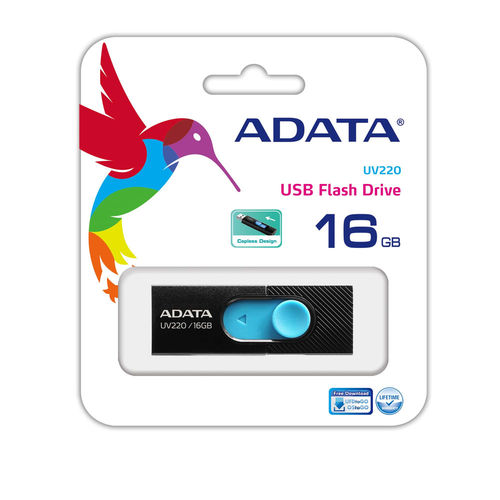 Pendrive Adata Uv220 16gb Usb2.0 Negro/Azul | Quonty.com | AUV220-16G-RBKBL