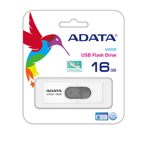 Pendrive Adata Uv220 16gb Usb2.0 Blanco / Gris | Quonty.com | AUV220-16G-RWHGY