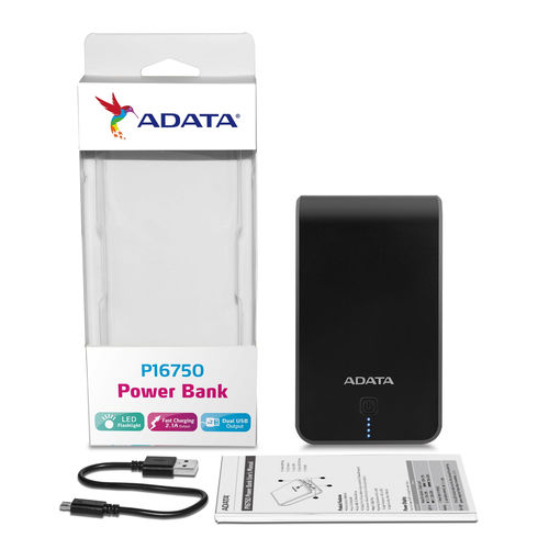 Powerbank/Bateria Externa Adata P16750 Negro/Azul 16750mah | Quonty.com | AP16750-5V-CBKBL