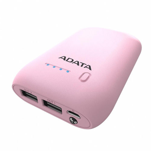 Powerbank/Bateria Externa Adata P10050 Rosa 10050mah | Quonty.com | AP10050-DUSB-5V-CPK