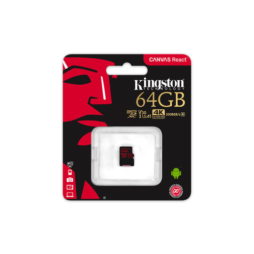 Microsd Kingston 64gb Cl10 Uhs-I Canvas React | Quonty.com | SDCR/64GBSP