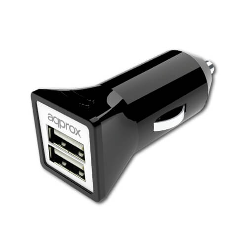 Cargador De Coche Approx Appusbcar31b 2xusb Input 12-24vdc | Quonty.com | APPUSBCAR31B